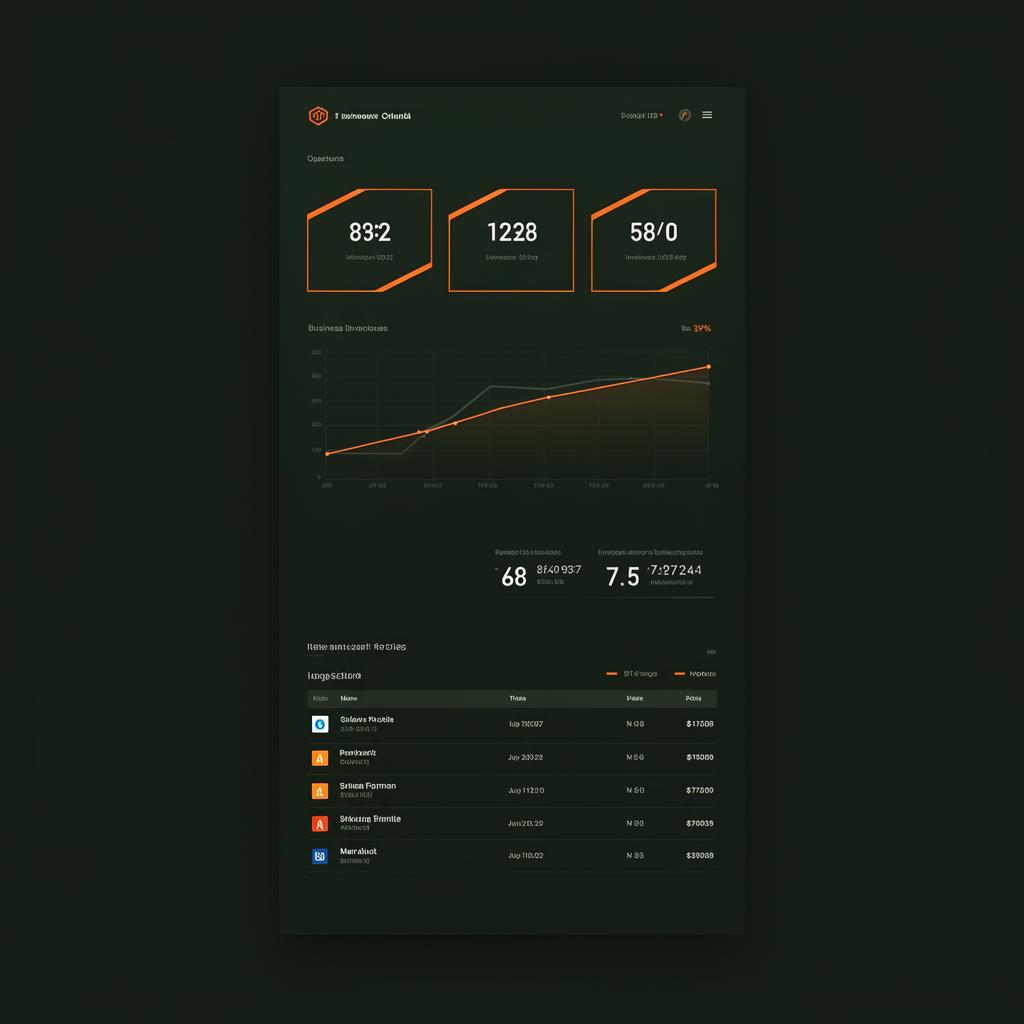 Inuberry operations dashboard preview showing KPIs, a trend line, and recent invoices